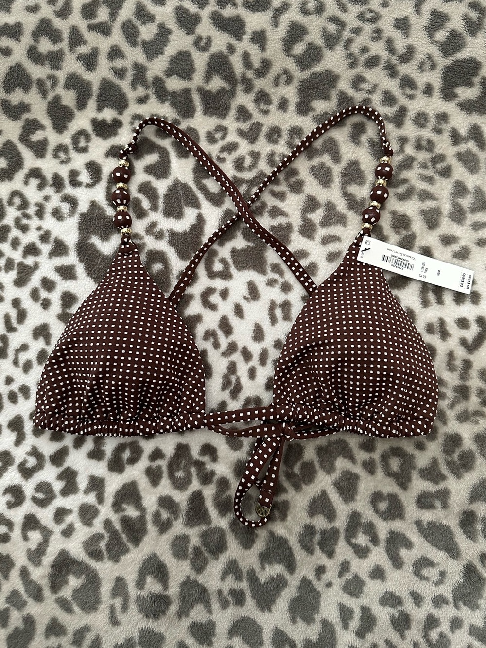 Victoria’s Secret Beach Beads Triangle Bikini Top in Ganache Brown Size Medium